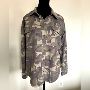 Blue B Collection Women’s Camo Waffle Button Down Shacket